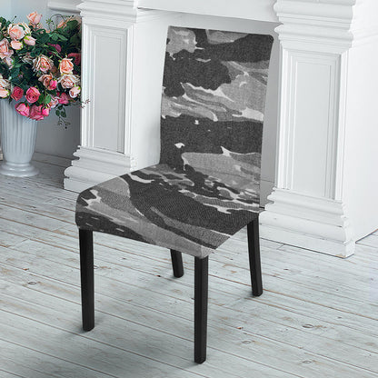 Grey Tiger Stripe Camouflage Print Dining Chair Slipcover