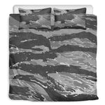 Grey Tiger Stripe Camouflage Print Duvet Cover Bedding Set