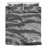 Grey Tiger Stripe Camouflage Print Duvet Cover Bedding Set