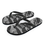 Grey Tiger Stripe Camouflage Print Flip Flops