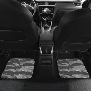 Grey Tiger Stripe Camouflage Print Front and Back Car Floor Mats