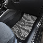 Grey Tiger Stripe Camouflage Print Front and Back Car Floor Mats