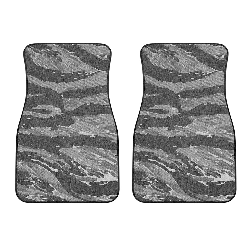 Grey Tiger Stripe Camouflage Print Front Car Floor Mats