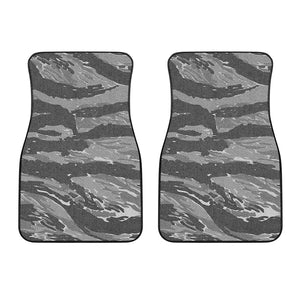 Grey Tiger Stripe Camouflage Print Front Car Floor Mats