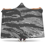 Grey Tiger Stripe Camouflage Print Hooded Blanket