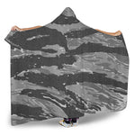 Grey Tiger Stripe Camouflage Print Hooded Blanket