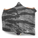 Grey Tiger Stripe Camouflage Print Hooded Blanket