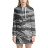 Grey Tiger Stripe Camouflage Print Hoodie Dress