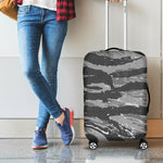 Grey Tiger Stripe Camouflage Print Luggage Cover