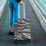 Grey Tiger Stripe Camouflage Print Luggage Cover