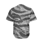 Grey Tiger Stripe Camouflage Print Men's Baseball Jersey