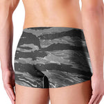 Grey Tiger Stripe Camouflage Print Men's Boxer Briefs