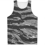 Grey Tiger Stripe Camouflage Print Men's Tank Top