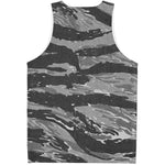 Grey Tiger Stripe Camouflage Print Men's Tank Top