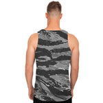 Grey Tiger Stripe Camouflage Print Men's Tank Top