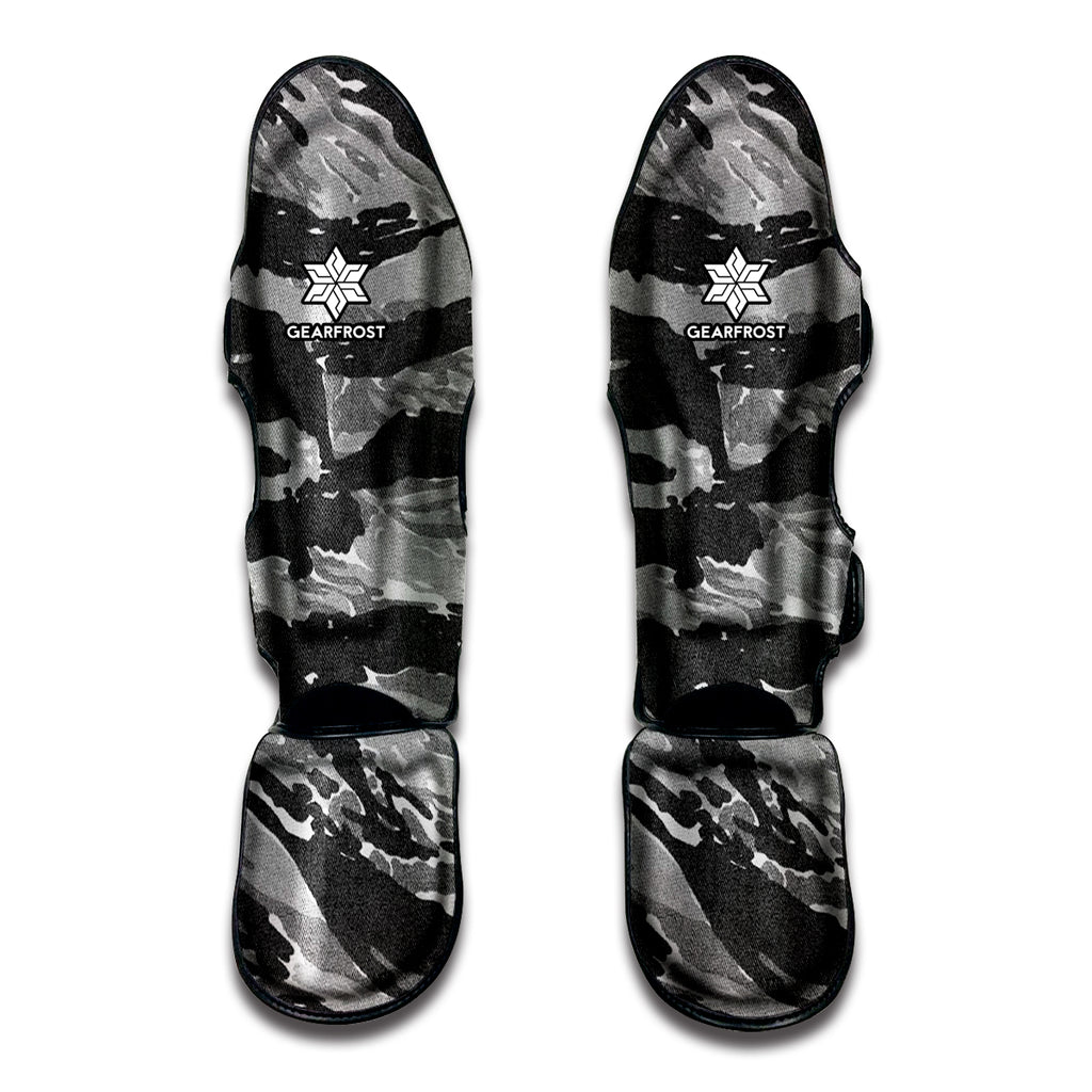 Grey Tiger Stripe Camouflage Print Muay Thai Shin Guard