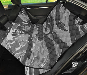 Grey Tiger Stripe Camouflage Print Pet Car Back Seat Cover