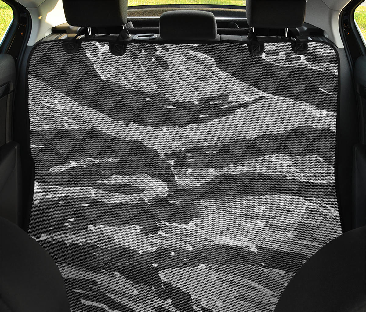 Grey Tiger Stripe Camouflage Print Pet Car Back Seat Cover