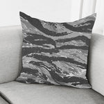 Grey Tiger Stripe Camouflage Print Pillow Cover