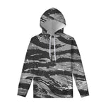 Grey Tiger Stripe Camouflage Print Pullover Hoodie