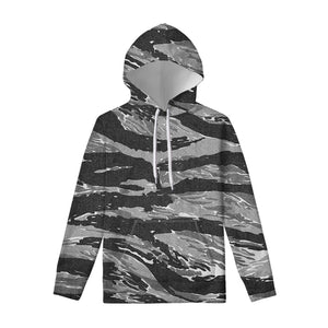 Grey Tiger Stripe Camouflage Print Pullover Hoodie