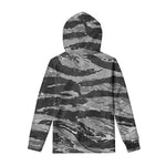 Grey Tiger Stripe Camouflage Print Pullover Hoodie