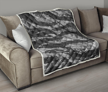 Grey Tiger Stripe Camouflage Print Quilt