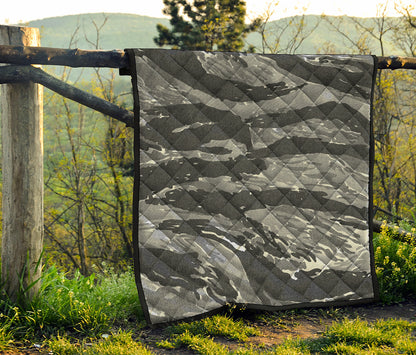 Grey Tiger Stripe Camouflage Print Quilt