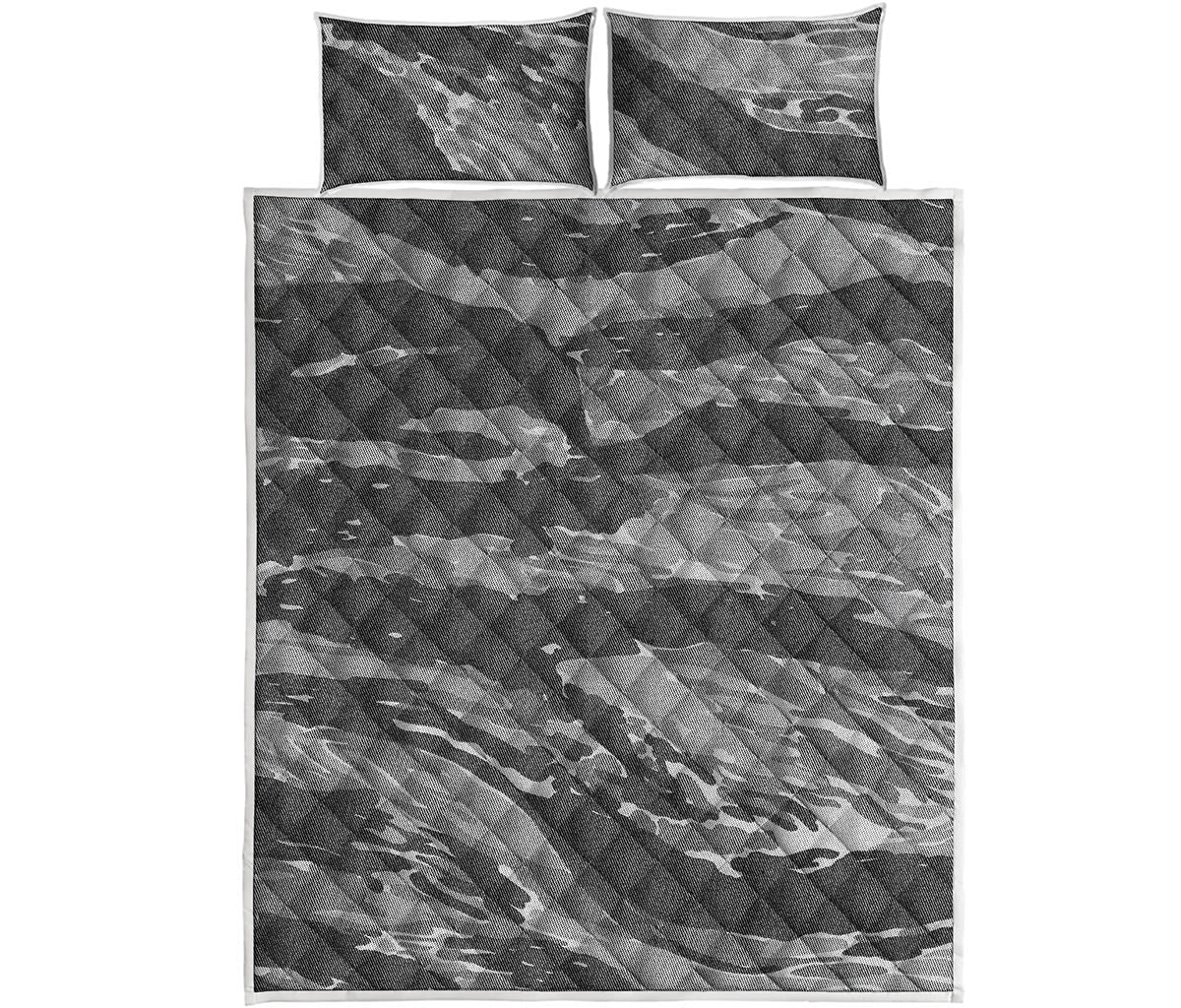 Grey Tiger Stripe Camouflage Print Quilt Bed Set