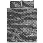 Grey Tiger Stripe Camouflage Print Quilt Bed Set