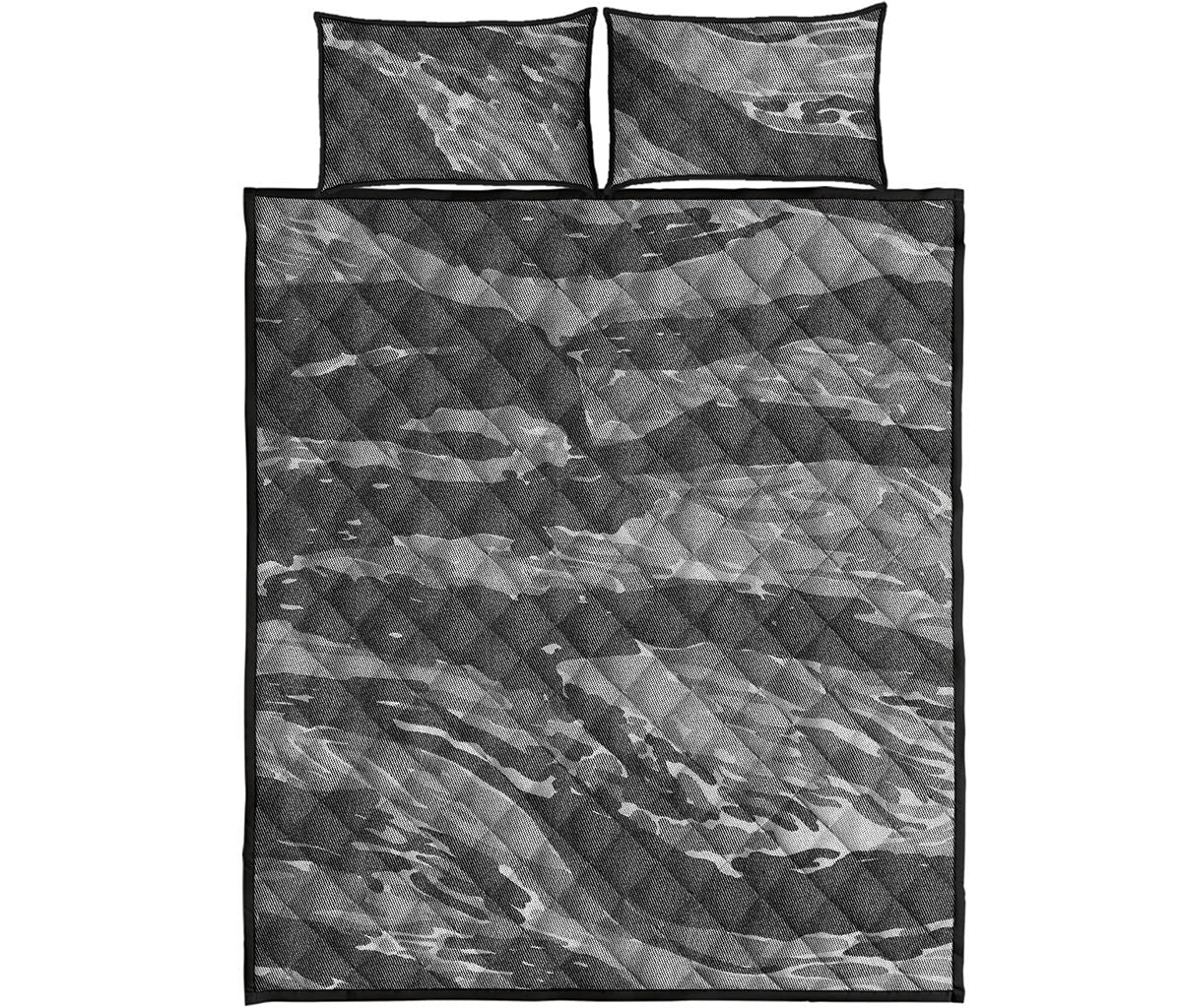 Grey Tiger Stripe Camouflage Print Quilt Bed Set