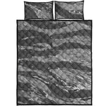 Grey Tiger Stripe Camouflage Print Quilt Bed Set