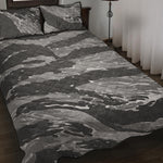 Grey Tiger Stripe Camouflage Print Quilt Bed Set
