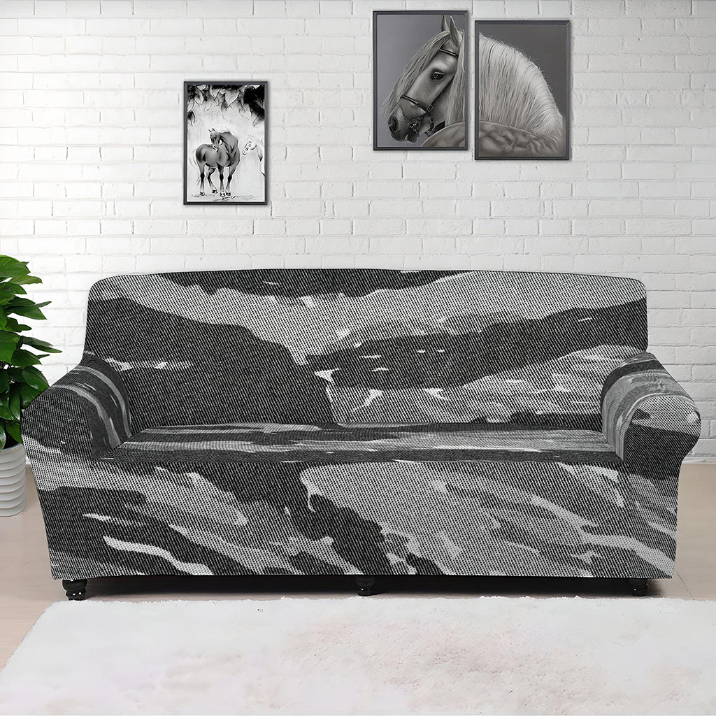 Grey Tiger Stripe Camouflage Print Sofa Cover