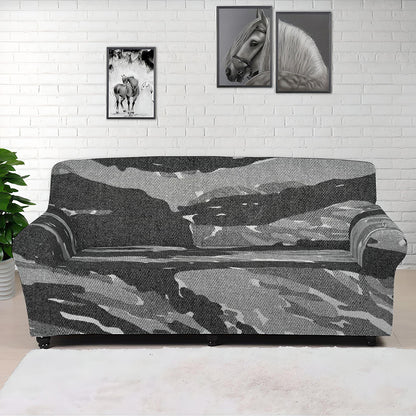 Grey Tiger Stripe Camouflage Print Sofa Cover