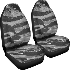 Grey Tiger Stripe Camouflage Print Universal Fit Car Seat Covers