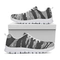 Grey Tiger Stripe Camouflage Print White Running Shoes