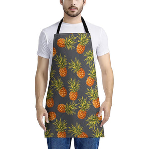 Grey Watercolor Pineapple Pattern Print Apron