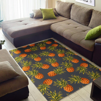 Grey Watercolor Pineapple Pattern Print Area Rug GearFrost