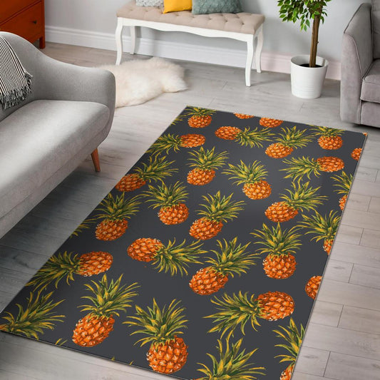 Grey Watercolor Pineapple Pattern Print Area Rug GearFrost