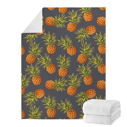 Grey Watercolor Pineapple Pattern Print Blanket
