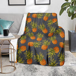 Grey Watercolor Pineapple Pattern Print Blanket