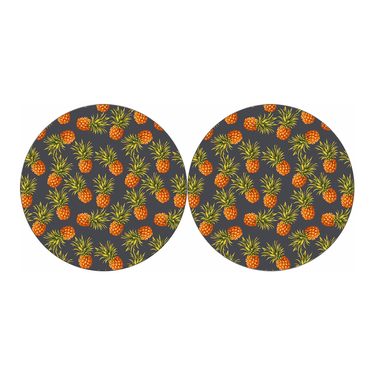 Grey Watercolor Pineapple Pattern Print Car Coasters
