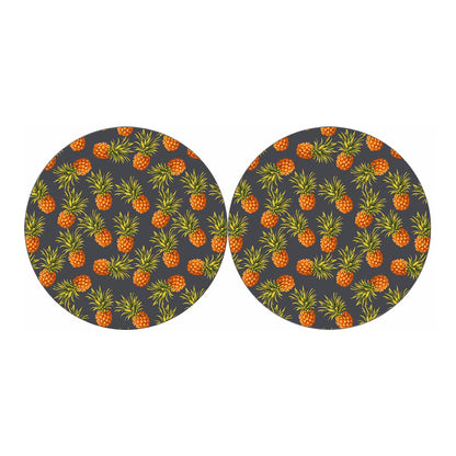 Grey Watercolor Pineapple Pattern Print Car Coasters