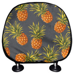 Grey Watercolor Pineapple Pattern Print Car Headrest Covers
