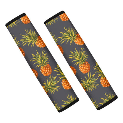 Grey Watercolor Pineapple Pattern Print Car Seat Belt Covers