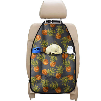 Grey Watercolor Pineapple Pattern Print Car Seat Organizers