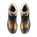 Grey Watercolor Pineapple Pattern Print Comfy Boots GearFrost