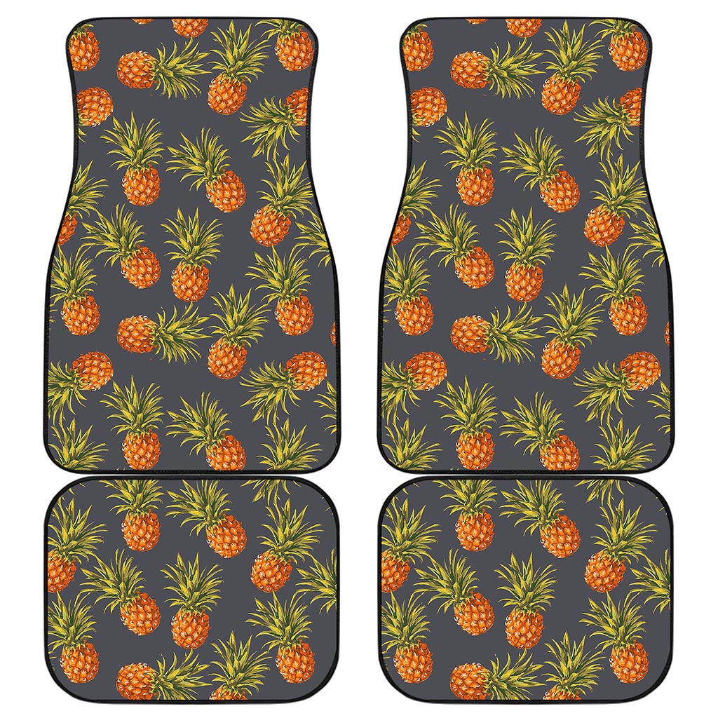 Grey Watercolor Pineapple Pattern Print Front and Back Car Floor Mats