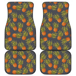 Grey Watercolor Pineapple Pattern Print Front and Back Car Floor Mats